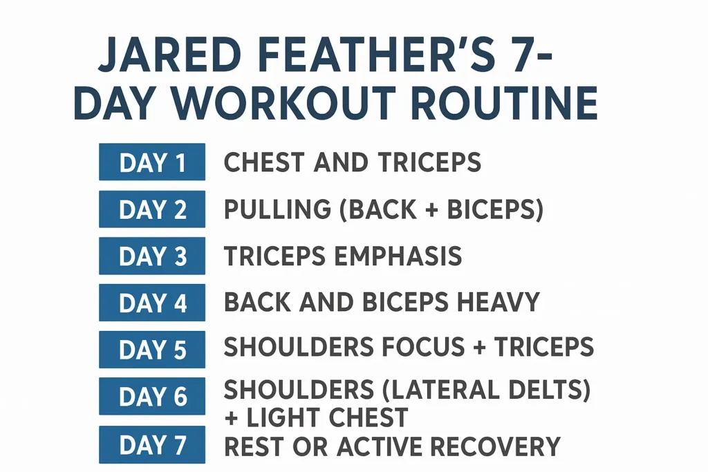 7 Days jared feather workout routine by Drmikeisraetel.com