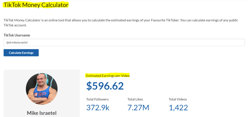 Dr Mike Israetel Tiktok Earning